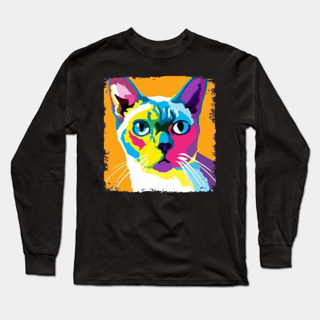 Singapura Cat Pop Art - Cat Lover Gift Long Sleeve T-Shirt by PawPopArt